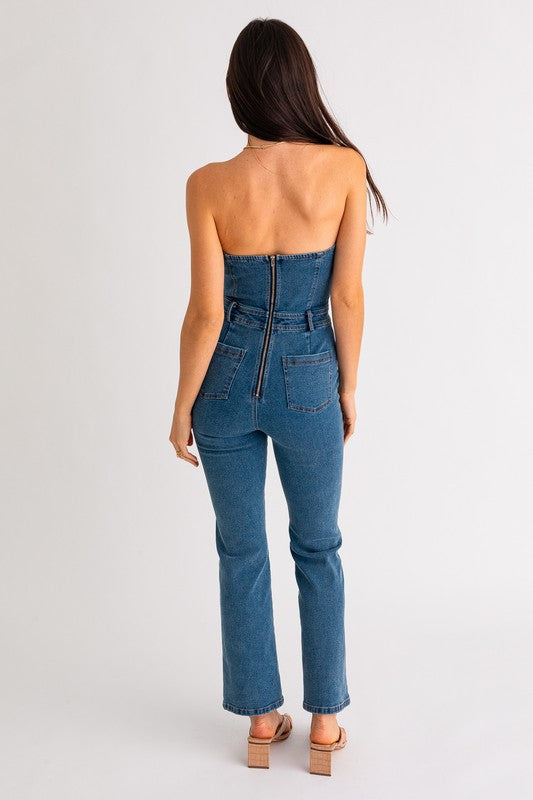 Tube Denim Jumpsuit - Premium Jeans from LE LIS - Just $59! Shop now at Ida Louise Boutique