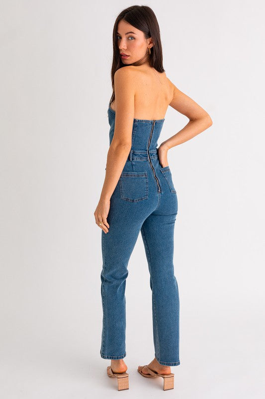 Tube Denim Jumpsuit - Premium Jeans from LE LIS - Just $59! Shop now at Ida Louise Boutique