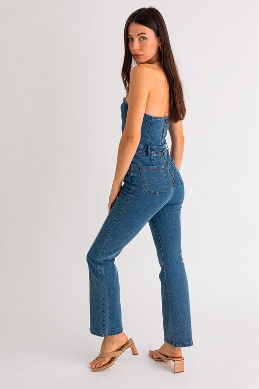 Tube Denim Jumpsuit - Premium Jeans from LE LIS - Just $59! Shop now at Ida Louise Boutique