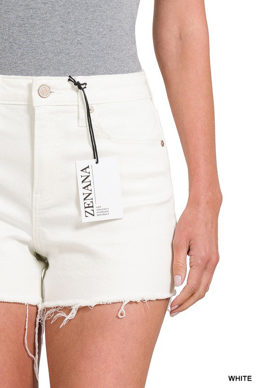 Raw Hem White Denim Shorts - Premium  from ZENANA - Just $38! Shop now at Ida Louise Boutique