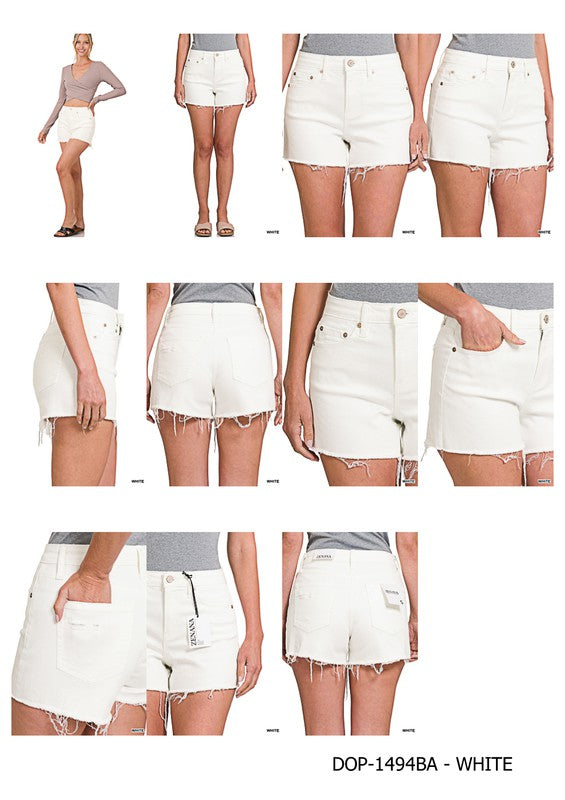 Raw Hem White Denim Shorts - Premium  from ZENANA - Just $38! Shop now at Ida Louise Boutique