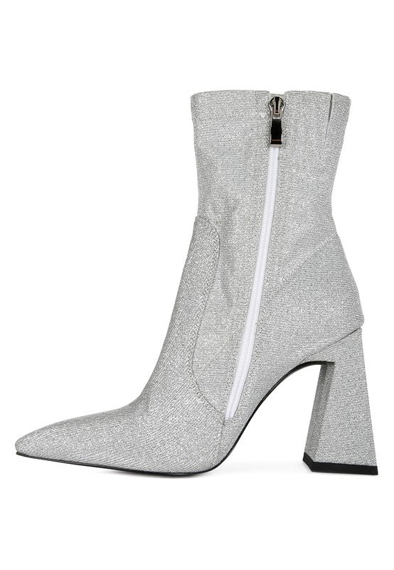 Hustlers Shimmer Block Heeled Ankle Boots - Premium Boots from Rag Company - Just $68! Shop now at Ida Louise Boutique