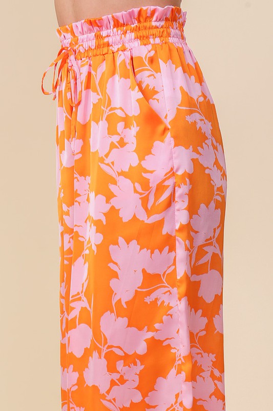 Tropical Print Women's Vacation Wide Leg Pants With Self Tie Drawstring - Premium  from Lumiere - Just $48! Shop now at Ida Louise Boutique