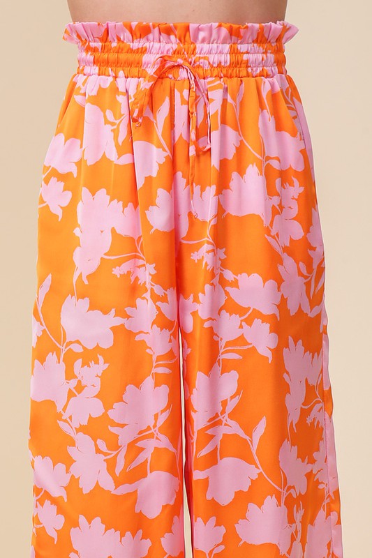 Tropical Print Women's Vacation Wide Leg Pants With Self Tie Drawstring - Premium  from Lumiere - Just $48! Shop now at Ida Louise Boutique