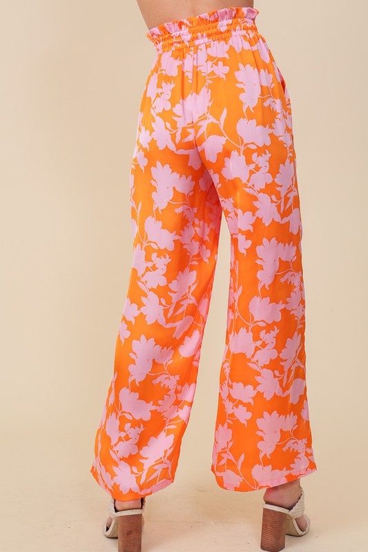 Tropical Print Women's Vacation Wide Leg Pants With Self Tie Drawstring - Premium  from Lumiere - Just $48! Shop now at Ida Louise Boutique