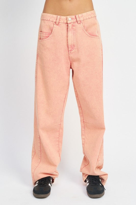 Coral Washed Out Wide Leg Jeans - Premium Jeans from Emory Park - Just $68! Shop now at Ida Louise Boutique