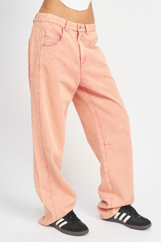 Coral Washed Out Wide Leg Jeans - Premium Jeans from Emory Park - Just $68! Shop now at Ida Louise Boutique
