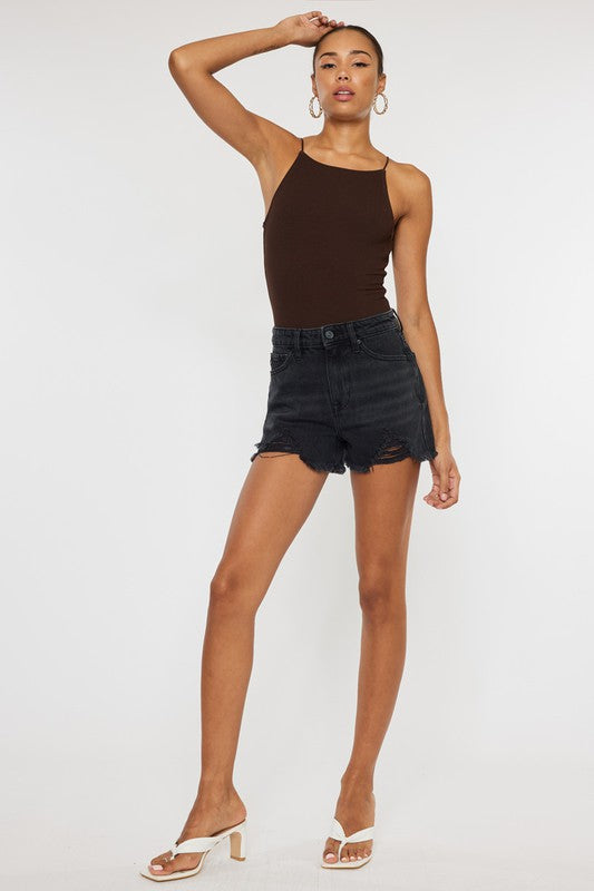 High Rise Black Denim Shorts - Premium Shorts from Kan Can USA - Just $51! Shop now at Ida Louise Boutique