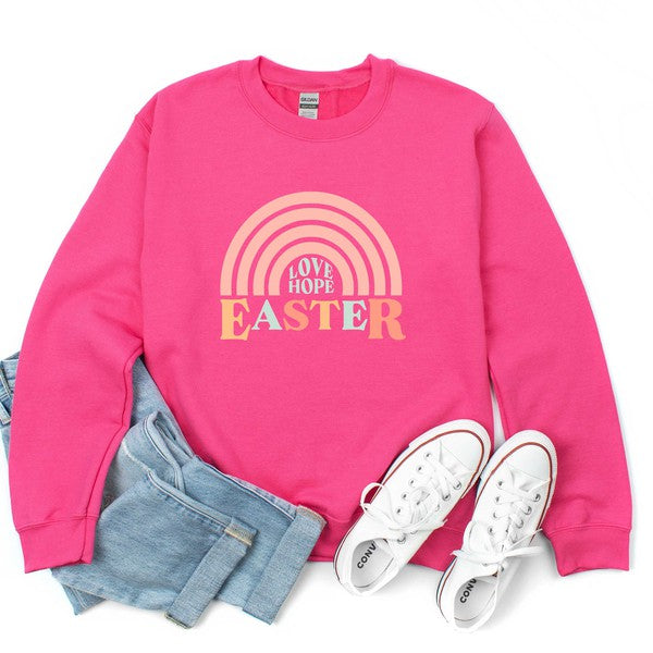 Love Hope Easter Rainbow Graphic Sweatshirt - Premium Sweatshirt from Olive and Ivory Wholesale - Just $50! Shop now at Ida Louise Boutique