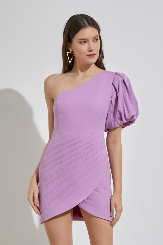 One Shoulder Purple Ruffle Mini Dress - Premium Dresses from Do + Be Collection - Just $64! Shop now at Ida Louise Boutique