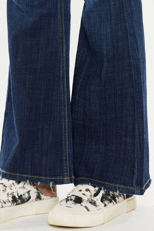Plus Petite Dark Wash Mid Rise Flare Jeans - Premium Jeans from Kan Can USA - Just $76! Shop now at Ida Louise Boutique