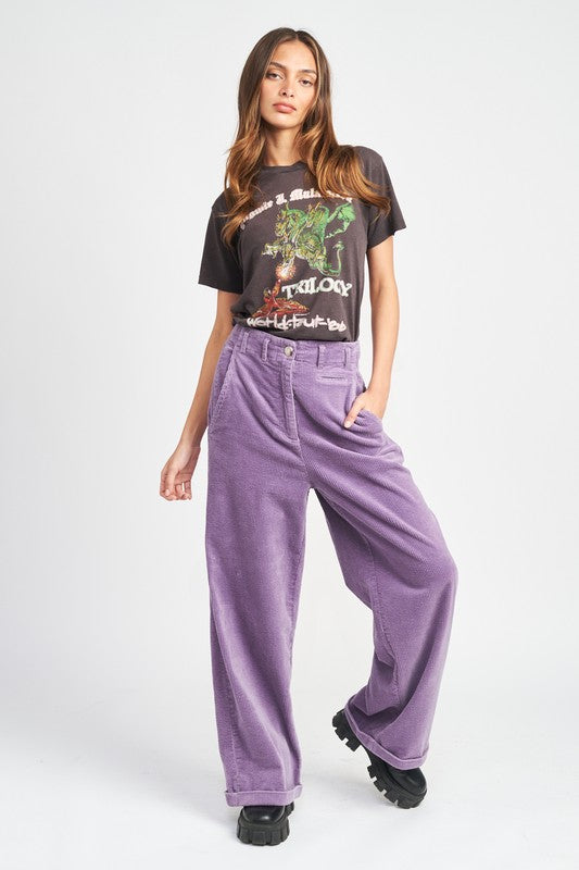 Purple Wide Leg Corduroy Pants with  Pockets - Premium Pants from Emory Park - Just $70! Shop now at Ida Louise Boutique