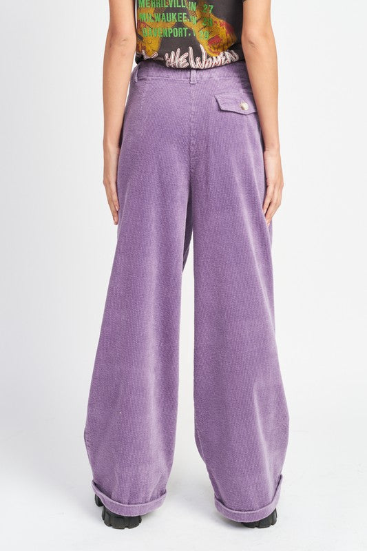 Purple Wide Leg Corduroy Pants with  Pockets - Premium Pants from Emory Park - Just $70! Shop now at Ida Louise Boutique