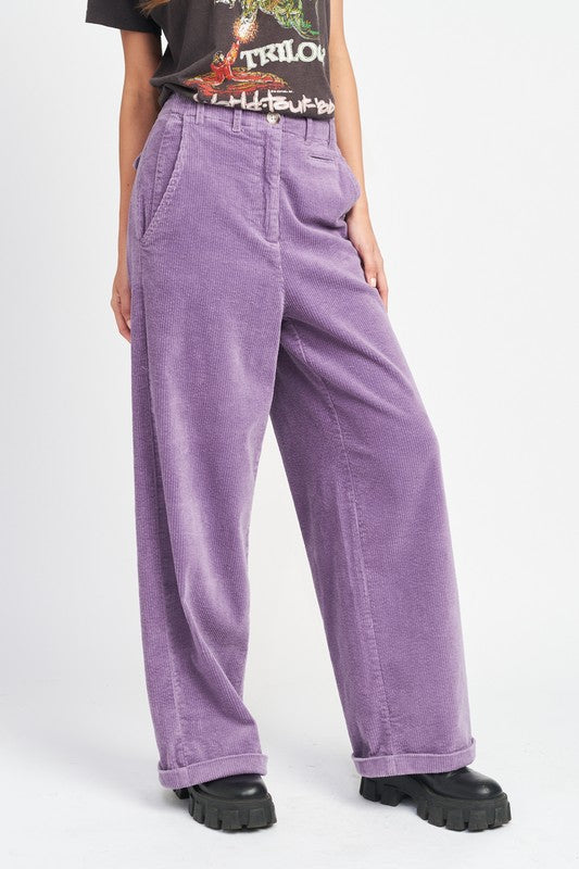 Purple Wide Leg Corduroy Pants with  Pockets - Premium Pants from Emory Park - Just $70! Shop now at Ida Louise Boutique
