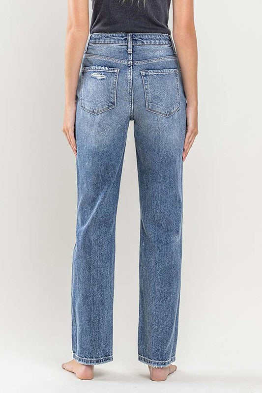 The Vanessa High Waisted Garment Dyed Frayed Hem 90's Straight Jean in –  Emma Lou's Boutique