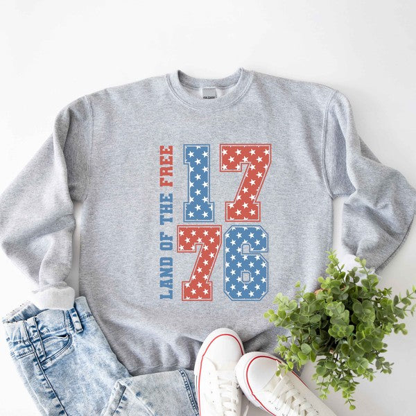Land Of The Free Retro Stars Graphic Sweatshirt - Premium  from Olive and Ivory Wholesale - Just $48! Shop now at Ida Louise Boutique