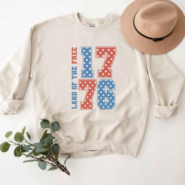Land Of The Free Retro Stars Graphic Sweatshirt - Premium  from Olive and Ivory Wholesale - Just $48! Shop now at Ida Louise Boutique