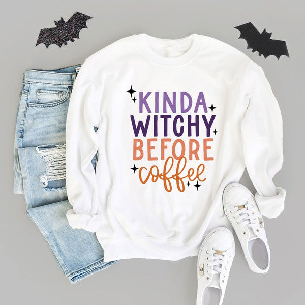 Kinda Witchy Before Coffee Graphic Sweatshirt - Premium Sweatshirt from Olive and Ivory Wholesale - Just $48! Shop now at Ida Louise Boutique