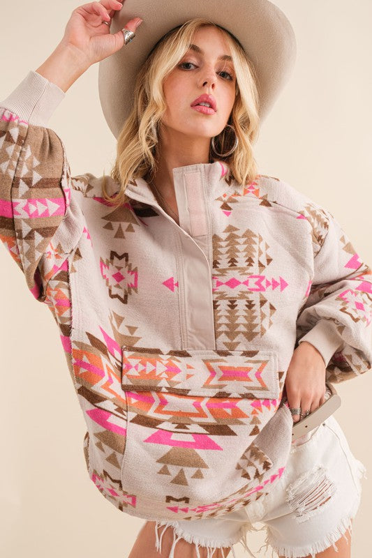 Aztec Western Pullover - Premium T-Shirt from Blue B - Just $66! Shop now at Ida Louise Boutique