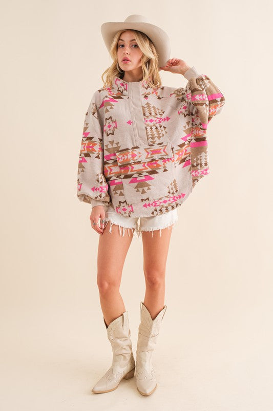 Aztec Western Pullover - Premium Sweatshirt from Blue B - Just $66! Shop now at Ida Louise Boutique