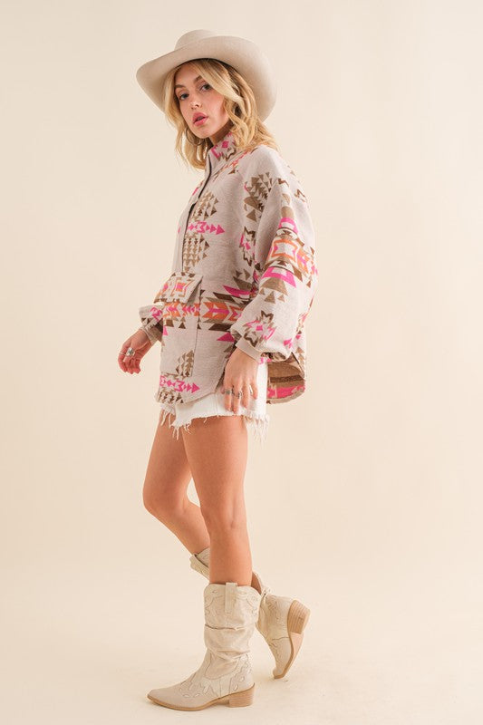 Aztec Western Pullover - Premium T-Shirt from Blue B - Just $66! Shop now at Ida Louise Boutique