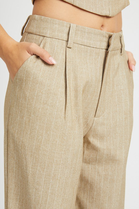 Loose Fit Black & White Women's Pants with a Pin Stripe - Premium Pants from Emory Park - Just $68! Shop now at Ida Louise Boutique