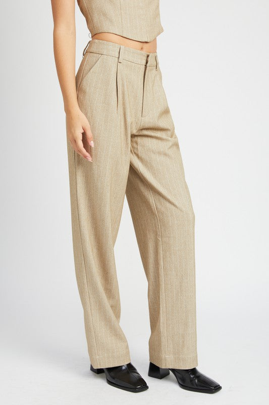 Loose Fit Black & White Women's Pants with a Pin Stripe - Premium Pants from Emory Park - Just $68! Shop now at Ida Louise Boutique