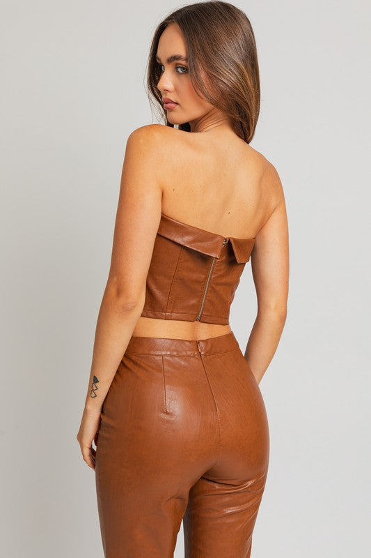 Corset Brown Strapless Tube Top - Premium Tube Top from LE LIS - Just $50! Shop now at Ida Louise Boutique