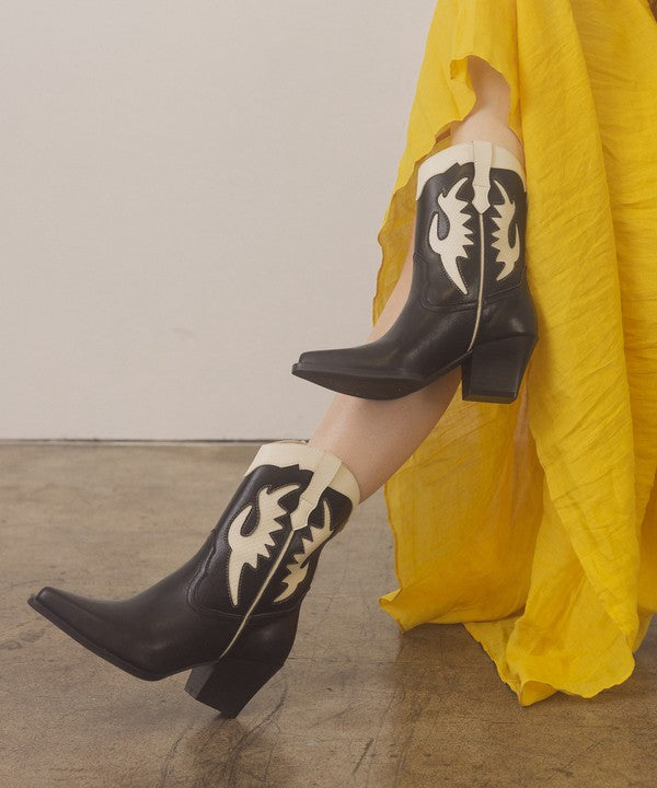 OASIS SOCIETY Houston - Layered Panel Cowboy Boots - Premium Cowboy boots from Oasis Society - Just $85! Shop now at Ida Louise Boutique