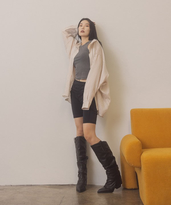 Thea - Fold Over Slit Faux Knee High Boots - Premium Boots from Oasis Society - Just $110! Shop now at Ida Louise Boutique