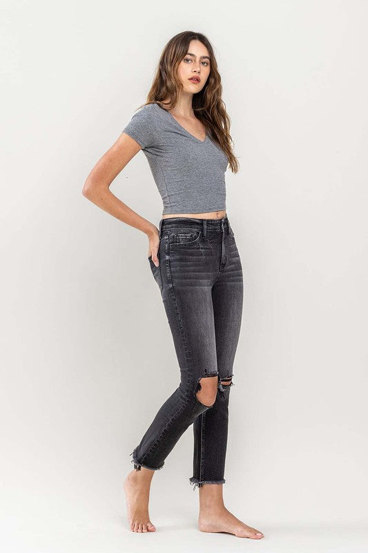 Vervet High Rise Stretch Distressed Crop Straight - Premium Jeans from VERVET by Flying Monkey - Just $70! Shop now at Ida Louise Boutique