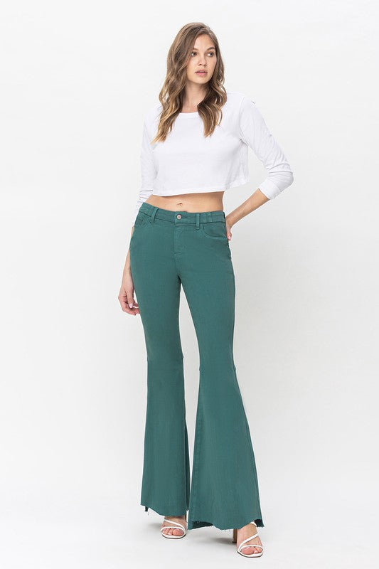 Vervet Green High Rise Super Flare Jeans - Premium Jeans from VERVET by Flying Monkey - Just $70! Shop now at Ida Louise Boutique