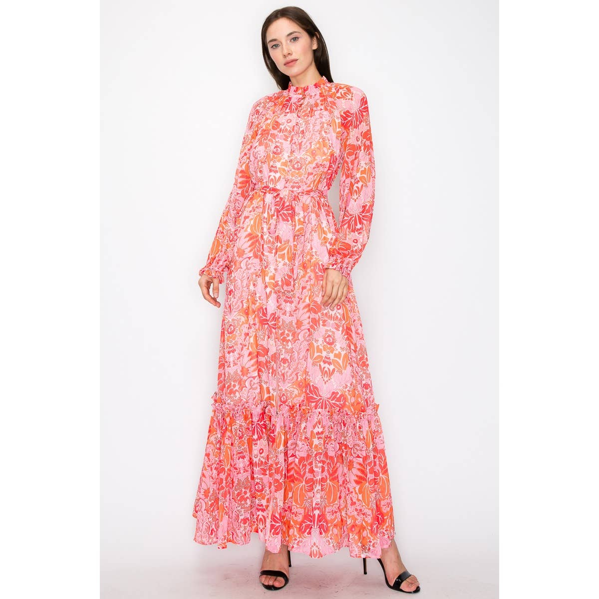 Floral print button down closure self tie maxi dress - Premium  from INA - Just $82! Shop now at Ida Louise Boutique