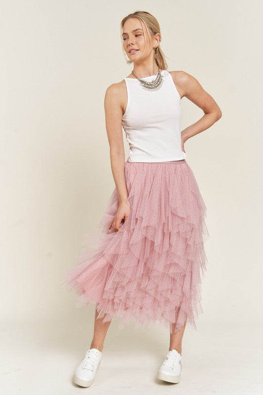 Layered Ruffle Mesh A-Line Skirt - Premium Skirt from Jade By Jane - Just $58! Shop now at Ida Louise Boutique