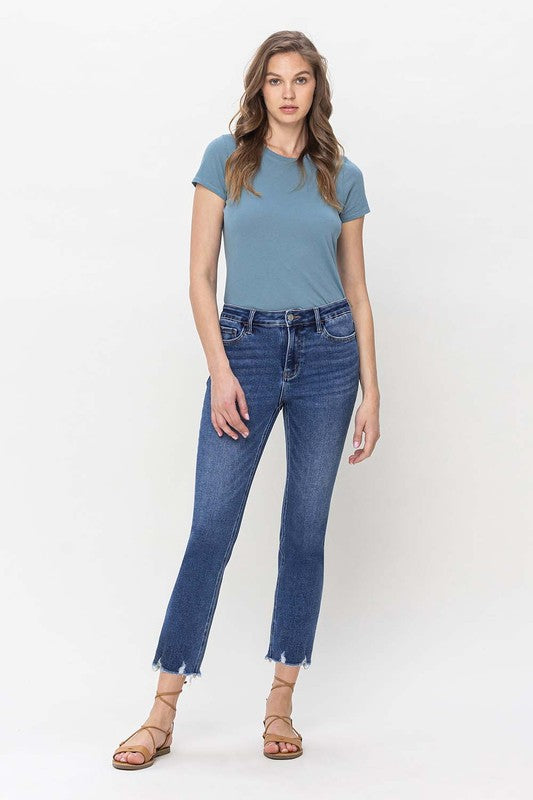 Vervet High Rise Crop Slim Straight Jeans - Premium Jeans from VERVET by Flying Monkey - Just $68! Shop now at Ida Louise Boutique