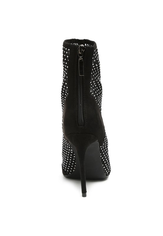 Jazz Rhinestone Embellished Mesh Stiletto Boots - Premium Heels from Rag Company - Just $86! Shop now at Ida Louise Boutique