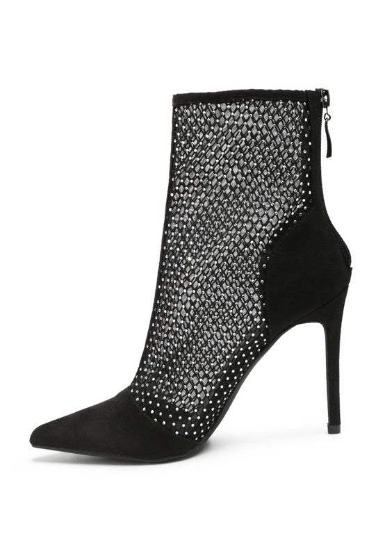 Jazz Rhinestone Embellished Mesh Stiletto Boots - Premium Heels from Rag Company - Just $86! Shop now at Ida Louise Boutique