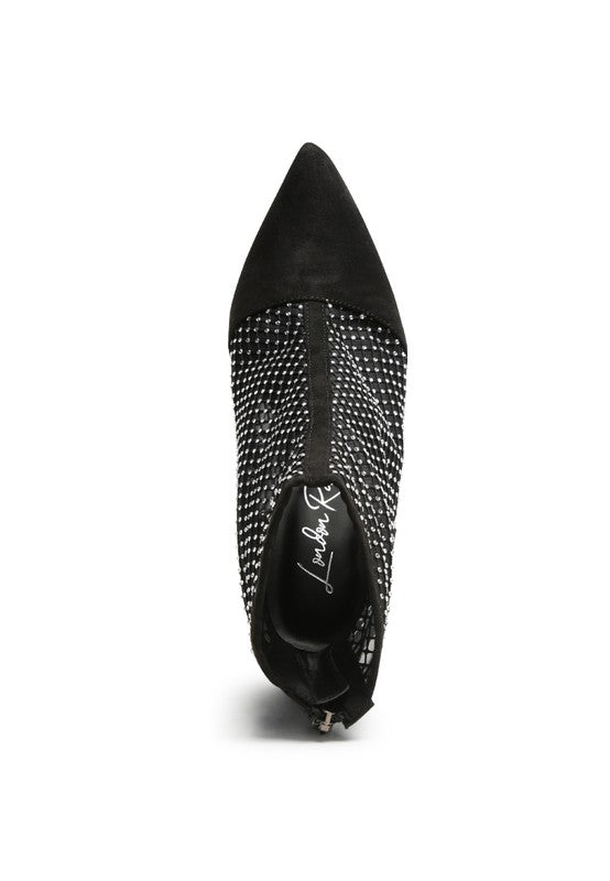 Jazz Rhinestone Embellished Mesh Stiletto Boots - Premium Heels from Rag Company - Just $86! Shop now at Ida Louise Boutique