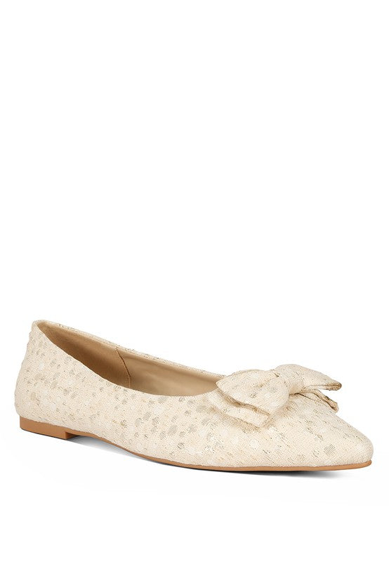 Cicely Jacquard Bow Embellished Ballet Flats - Premium Flats from Rag Company - Just $52! Shop now at Ida Louise Boutique