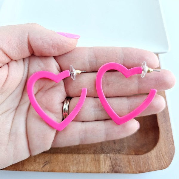 Heart Hoops - Hot Pink - Premium Earrings from Spiffy & Splendid - Just $18! Shop now at Ida Louise Boutique