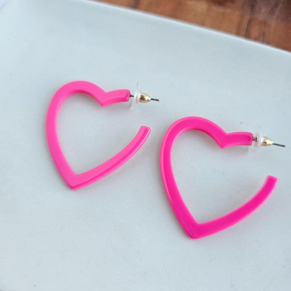 Heart Hoops - Hot Pink - Premium Earrings from Spiffy & Splendid - Just $18! Shop now at Ida Louise Boutique