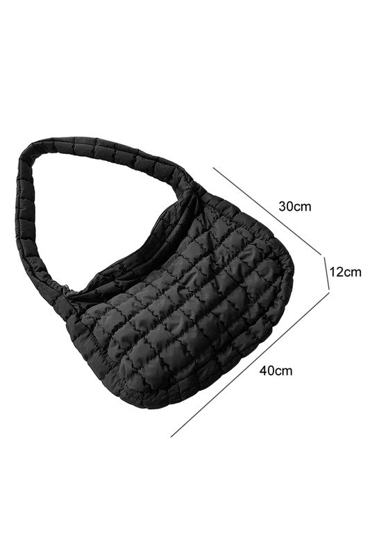 Beige Quilted Zipper Large Jennie  Shoulder Bag - Premium Shoulder Bag from EG fashion - Just $46! Shop now at Ida Louise Boutique