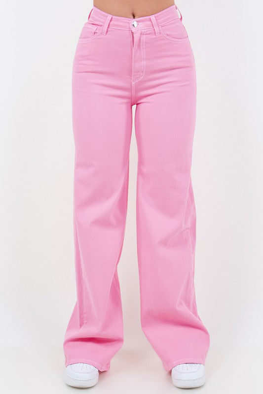 GJG Wide Leg Jean in Bubble Gum - Premium Jeans from GJG Denim - Just $68! Shop now at Ida Louise Boutique