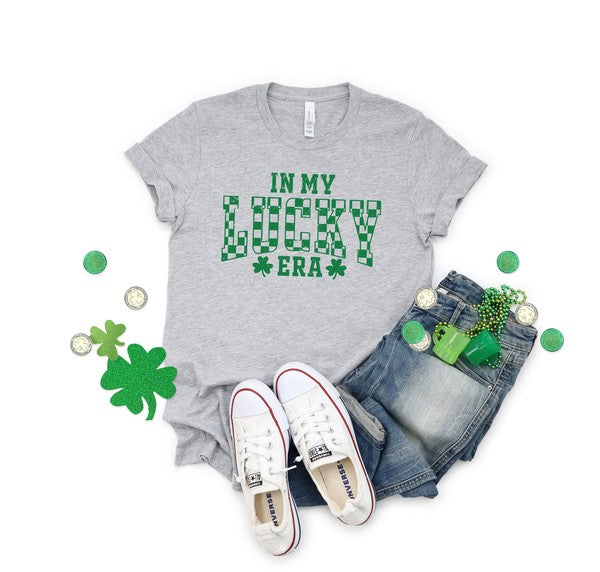In My Lucky Era Checkered Short Sleeve St. Patrick's Day Tee - Premium T-Shirt from Olive and Ivory Wholesale - Just $39! Shop now at Ida Louise Boutique