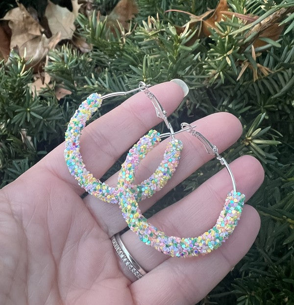 Spring Glitter Hoop Earrings Easter - Premium Earrings from Baubles by B - Just $22! Shop now at Ida Louise Boutique