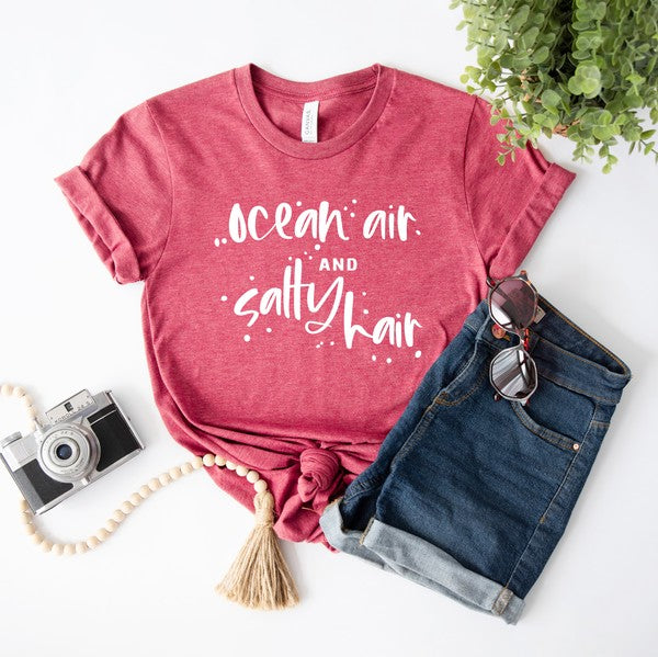 Ocean Air And Salty Hair Short Sleeve Graphic Tee - Premium T-Shirt from Olive and Ivory Wholesale - Just $39! Shop now at Ida Louise Boutique
