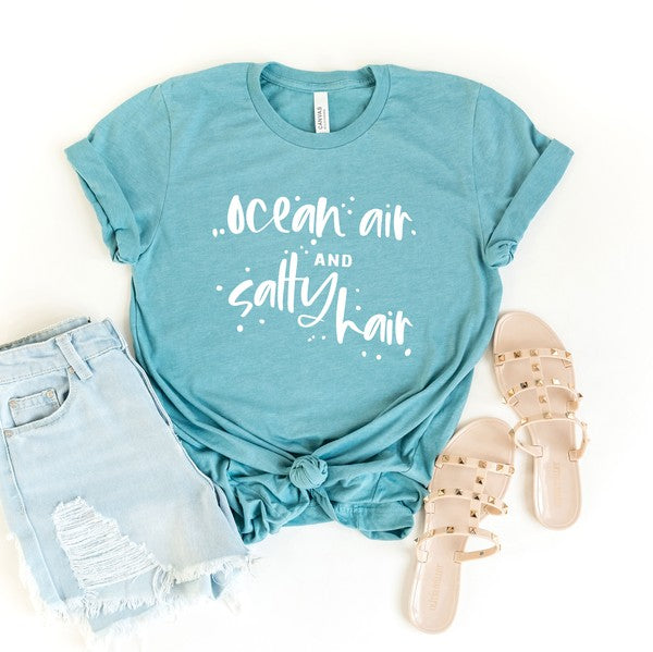 Ocean Air And Salty Hair Short Sleeve Graphic Tee - Premium T-Shirt from Olive and Ivory Wholesale - Just $39! Shop now at Ida Louise Boutique