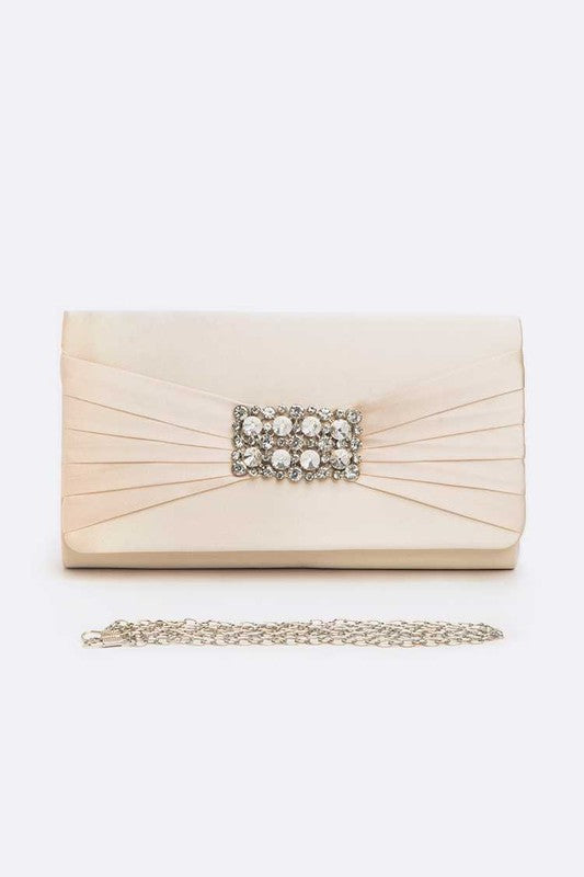 Crystal Accent Satin Pleated Clutch Bag - Premium Clutch from LA Jewelry Plaza - Just $34! Shop now at Ida Louise Boutique