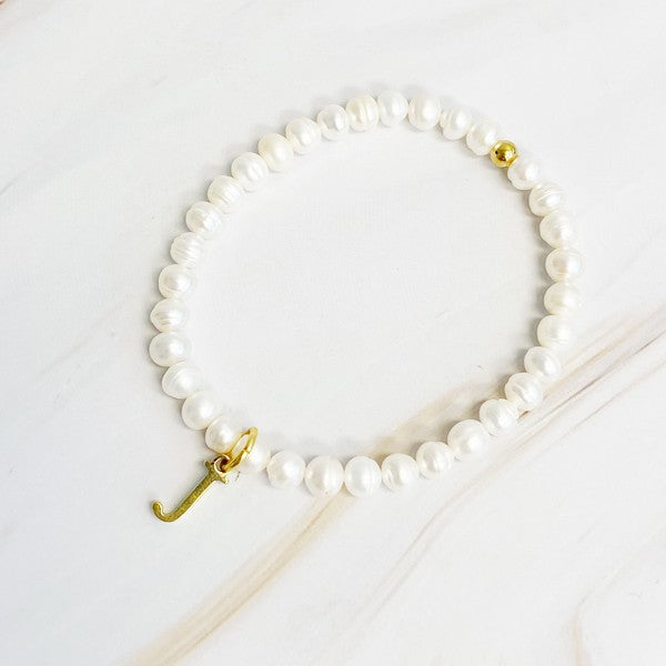 Freshwater Pearl Initial Charm Bracelet - Premium bracelet from Ellison and Young - Just $32! Shop now at Ida Louise Boutique