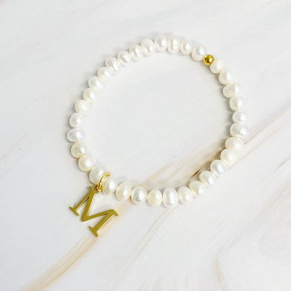 Freshwater Pearl Initial Charm Bracelet - Premium bracelet from Ellison and Young - Just $32! Shop now at Ida Louise Boutique